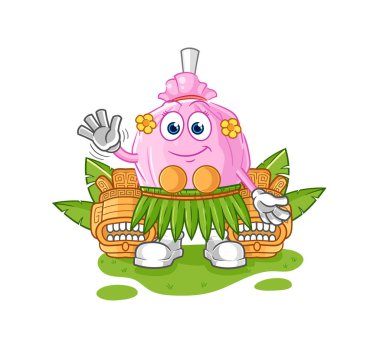 the cute candy hawaiian waving character. cartoon mascot vector