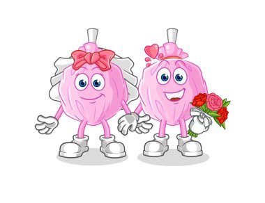the cute candy wedding cartoon. cartoon mascot vector