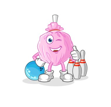 the cute candy play bowling illustration. character vector