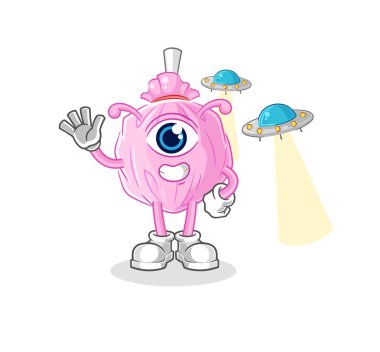 the cute candy alien cartoon mascot vector