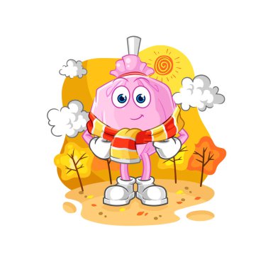 the cute candy in the autumn. cartoon mascot vector