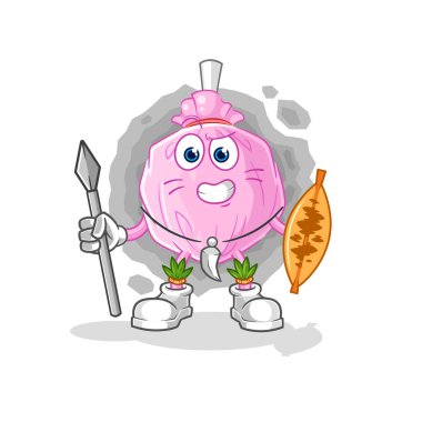 the cute candy african tribal fighter mascot. cartoon vector