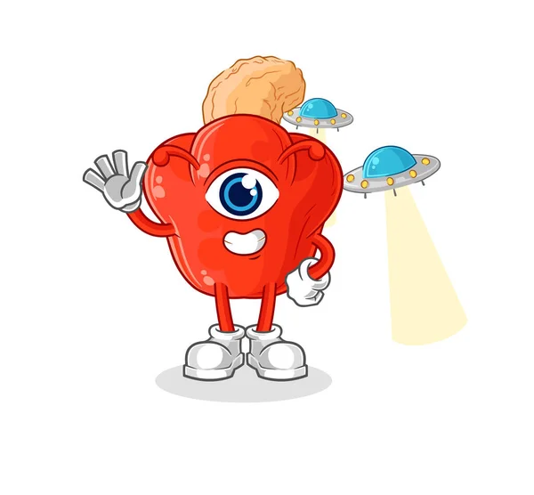 Cashew Fruit Alien Cartoon Mascot Vector — Image vectorielle