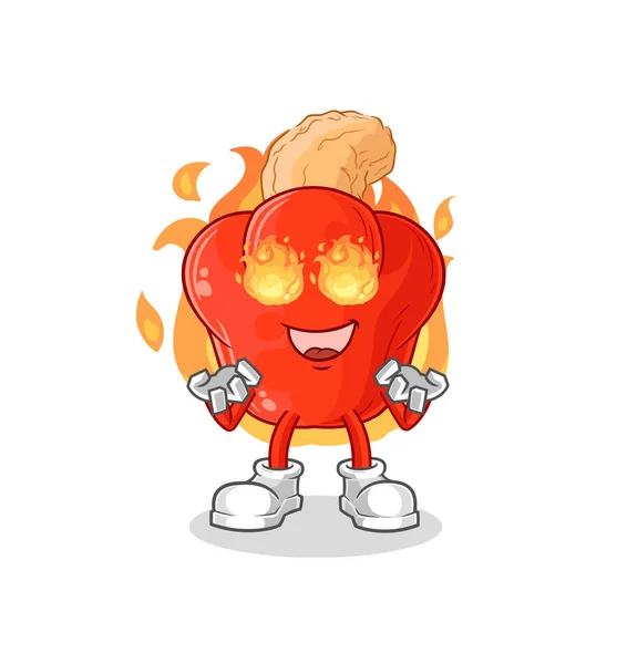 Cashew Fruit Fire Mascot Cartoon Vector — Stock Vector