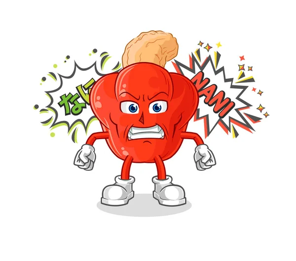 the cashew fruit anime angry vector. cartoon character