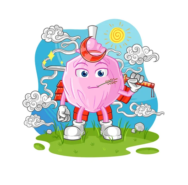 Cute Candy Samurai Cartoon Cartoon Mascot Vector — Stockvektor