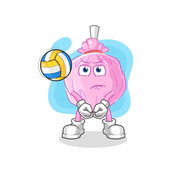 Cute Candy Play Volleyball Mascot Cartoon Vector — Stock Vector