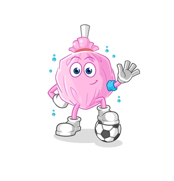 Χαριτωμένο Καραμέλα Παίζοντας Ποδόσφαιρο Εικονογράφηση Διάνυσμα Χαρακτήρα — Διανυσματικό Αρχείο