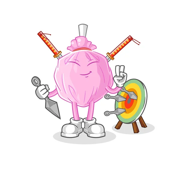 Cute Candy Ninja Cartoon Character Vector — Stockový vektor