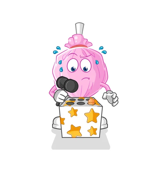 Cute Candy Play Whack Mole Mascot Cartoon Vector — Stock Vector