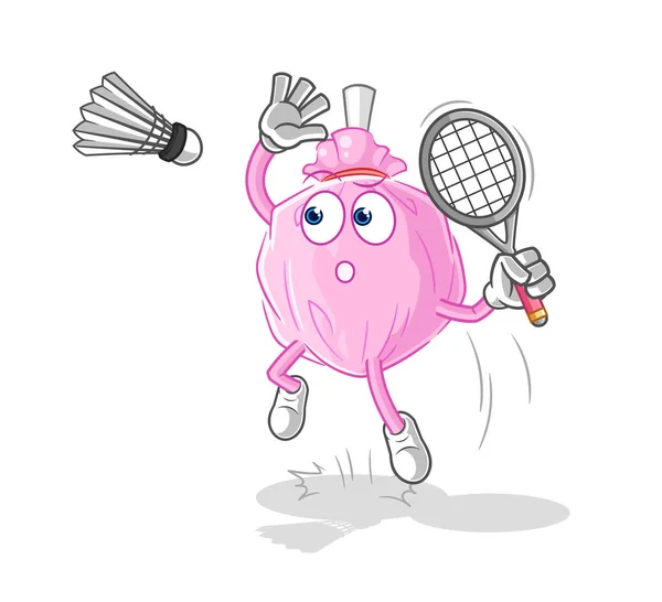 Cute Candy Smash Badminton Cartoon Cartoon Mascot Vector — Stock Vector