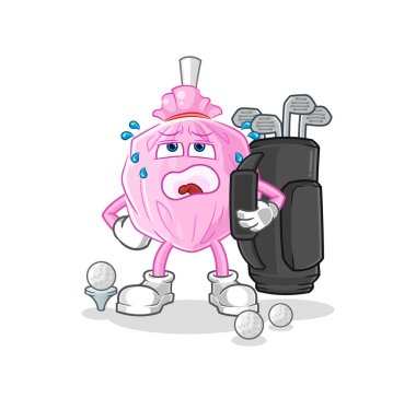 the cute candy with golf equipment. cartoon mascot vector