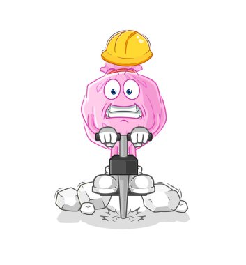 the cute candy drill the ground cartoon character vector