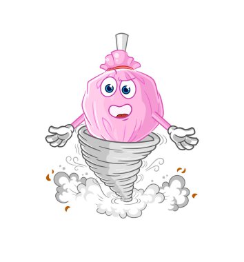 the cute candy in the tornado cartoon character vector