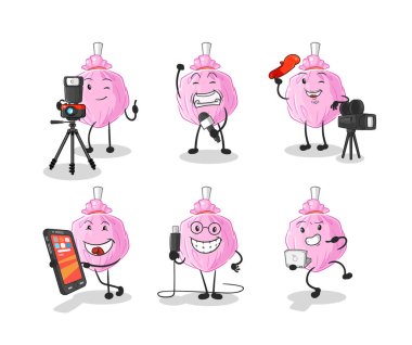 the cute candy technology group character. cartoon mascot vector