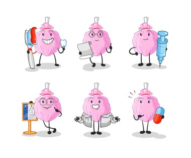 the cute candy doctor group character. cartoon mascot vector