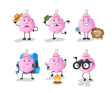 the cute candy adventure group character. cartoon mascot vector