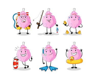 the cute candy water activity group. cartoon mascot vector