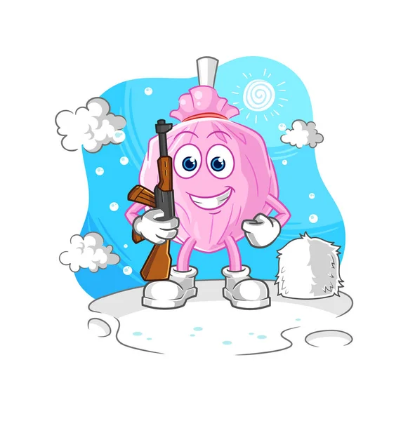 Mignon Soldat Bonbons Hiver Mascotte Personnage Vecteur — Image vectorielle