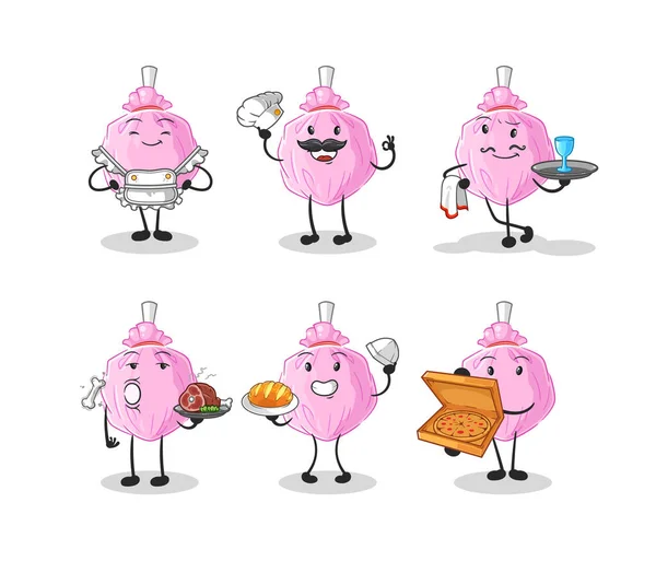 Cute Candy Restaurant Group Character Cartoon Mascot Vector — 图库矢量图片