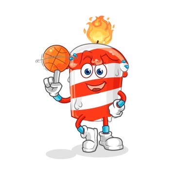 the birthday candle playing basket ball mascot. cartoon vector