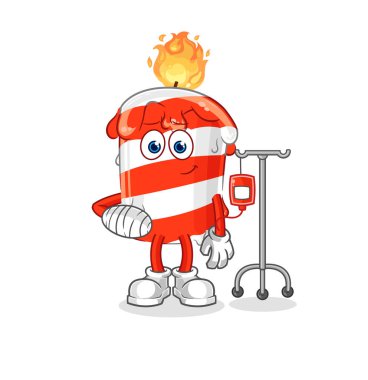 the birthday candle sick in IV illustration. character vector