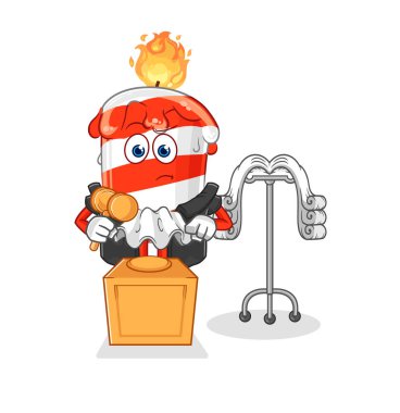 the birthday candle judge holds gavel. character vector