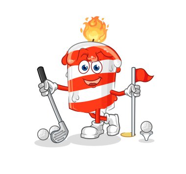 the birthday candle playing golf vector. cartoon character