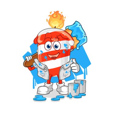 the birthday candle painter illustration. character vector