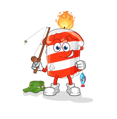 the birthday candle fisherman illustration. character vector