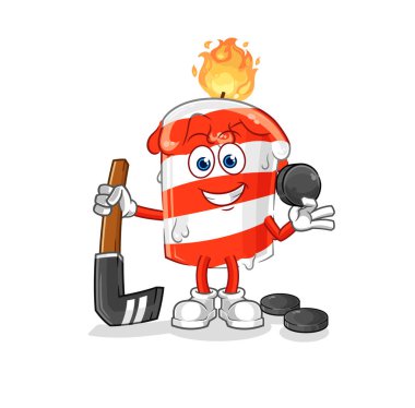 the birthday candle playing hockey vector. cartoon character