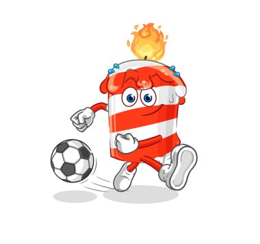 the birthday candle kicking the ball cartoon. cartoon mascot vector