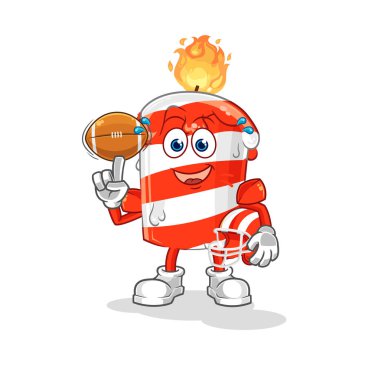 the birthday candle playing rugby character. cartoon mascot vector
