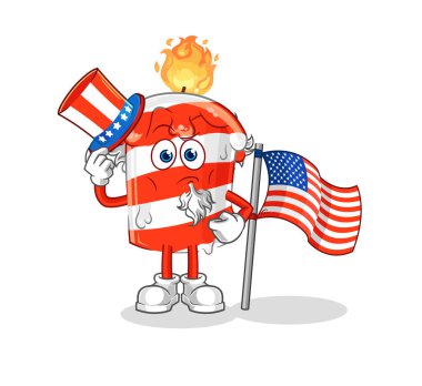 the birthday candle uncle sam character. cartoon mascot vector