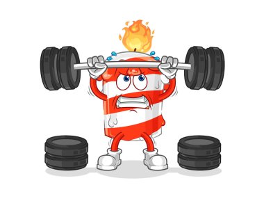 the birthday candle lifting the barbell character. cartoon mascot vector