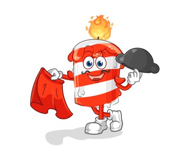 the birthday candle matador with red cloth illustration. character vector
