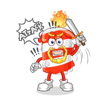 the birthday candle knights attack with sword. cartoon mascot vector