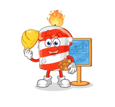 the birthday candle Architect illustration. character vector