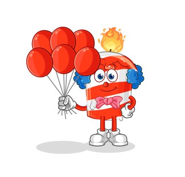 the birthday candle clown with balloons vector. cartoon character
