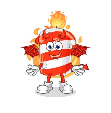 the birthday candle demon with wings character. cartoon mascot vector