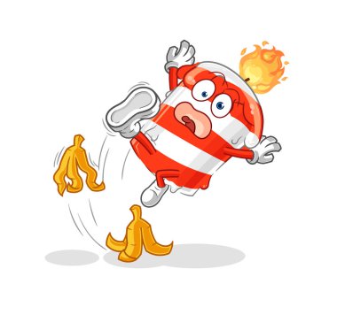 the birthday candle slipped on banana. cartoon mascot vector