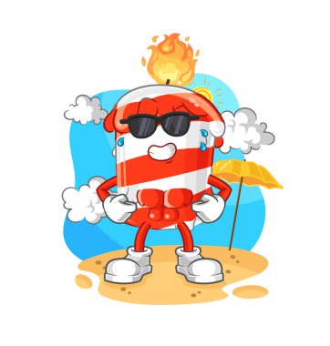 the birthday candle sunbathing in summer. character vector
