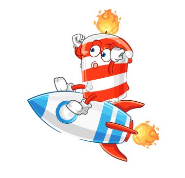 the birthday candle ride a rocket cartoon mascot vector