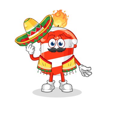 the birthday candle Mexican culture and flag. cartoon mascot vector