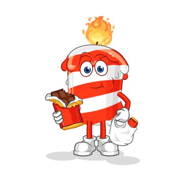 the birthday candle eat chocolate mascot. cartoon vector