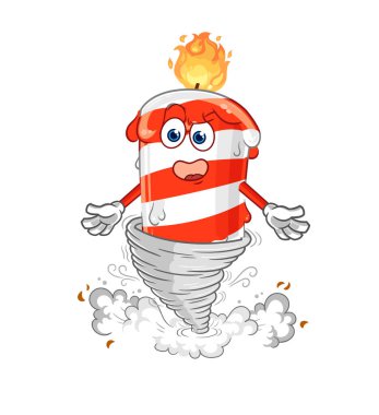 the birthday candle in the tornado cartoon character vector