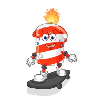 the birthday candle riding skateboard cartoon character vector