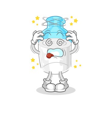 the bottle of milk dizzy head mascot. cartoon vector