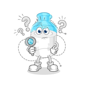 the bottle of milk searching illustration. character vector