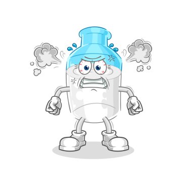 the bottle of milk very angry mascot. cartoon vector